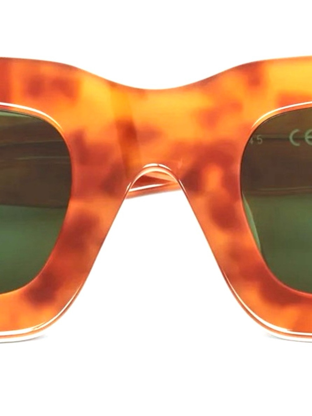 Cherry LA Tortoise Amber Rectangular Sunglasses with Green Lenses - Picture 4 of 15